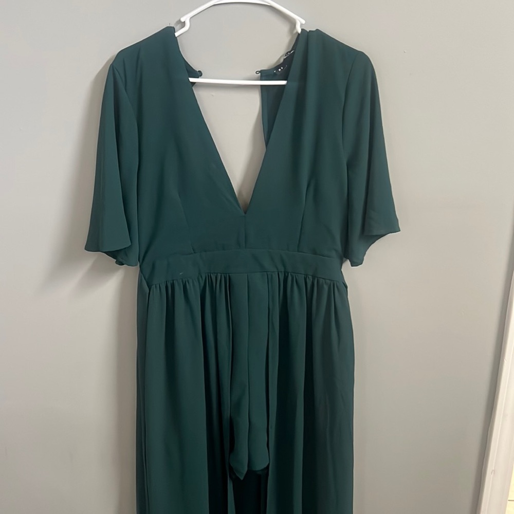 Hunter green Long Romper Dress